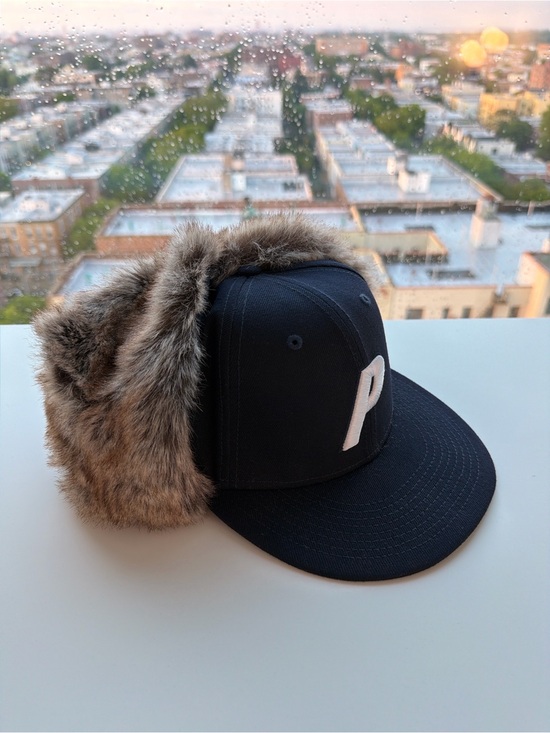PALACE Other - PALACE Black Snapback Hat with Brown Faux Fur Ear Flaps